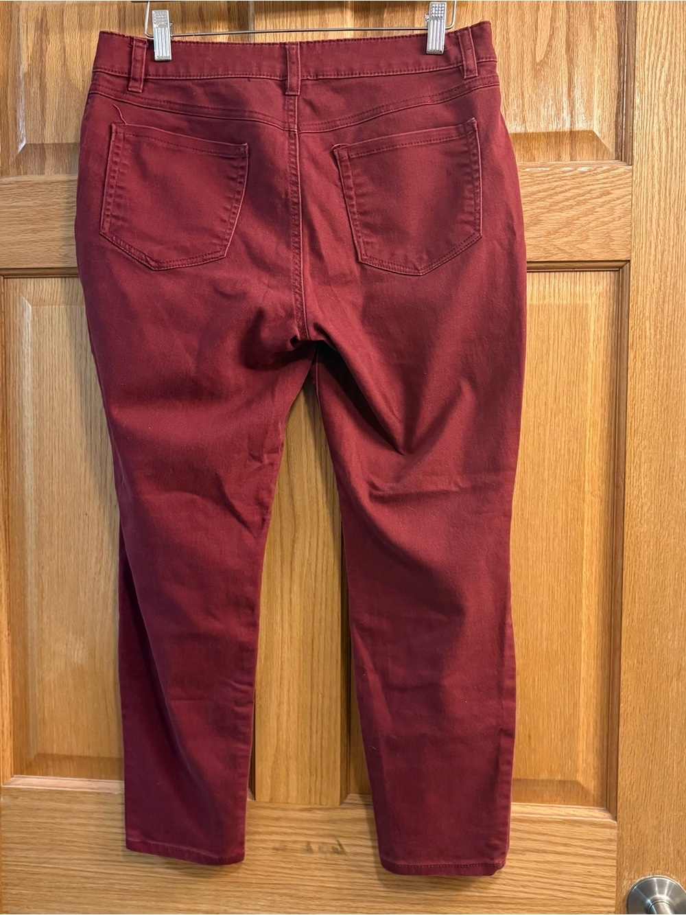 D. JEANS MID RISE MODERN FIT JEANS MAROON RED WOMEN'S SIZE 12 32X26 STRETCH PANT - Picture 2 of 4